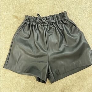 Mini Molly by Molly Bracken,  Black Faux Leather High Waist Shorts, size 14Y